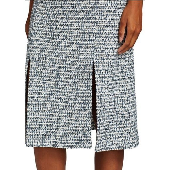 💕ST. JOHN💕 Cotton Blend Confetti Tweed Boucle Metallic Knit Midi Skirt Blue 14 - Picture 14 of 16